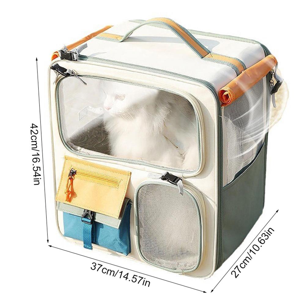 

Oxford Cloth Pet Backpack Large Capacity Ventilated Mesh Pet Backpack Breathable Transparent Window Pet Backpack for Car Camping