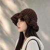 Sweet Ruffled Edge Fisherman Hat Cable Knit Winter Warm Bucket Hat Windproof Knitted Beanie  Women