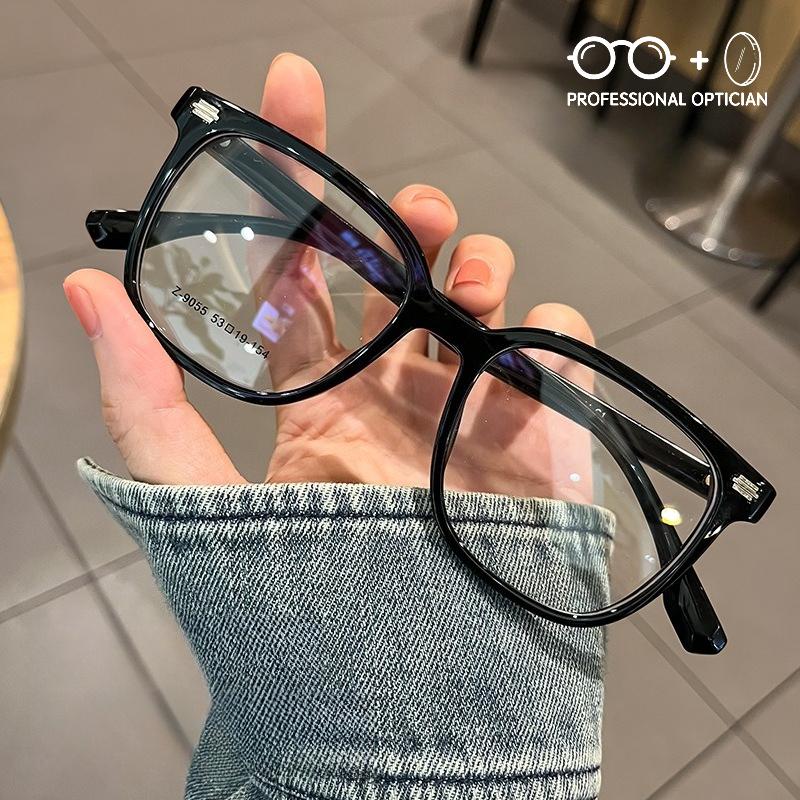 Minimalist High End Black Frame Large Frame Round Face Myopia Anti Blue Light Prescription Glasses for Man Optical Progressive