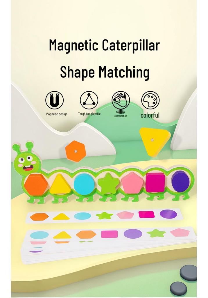 Caterpillar Wooden Shape Matching Logic Toy for Early Education