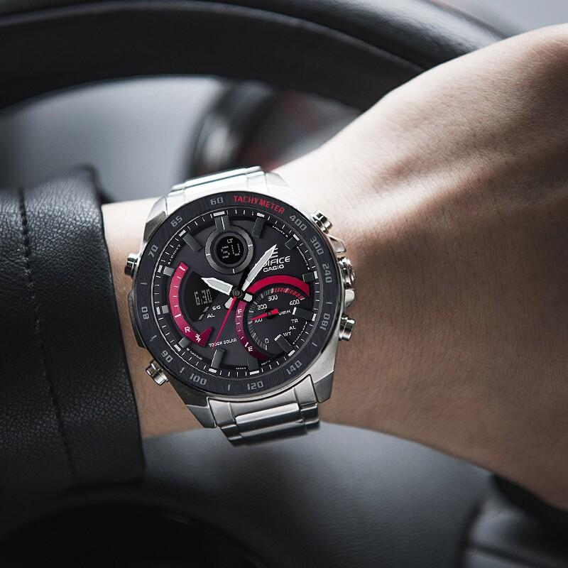 Casio EDIFICE Series Contrast Color Business and Casual Bluetooth Connection Solar Quartz Movement Stainless Steel Strap Japanese and ECB-900DB-1A