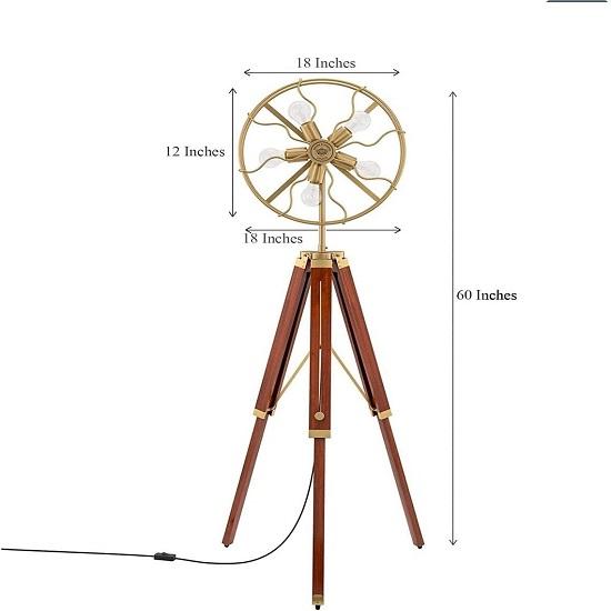 Ručně vyráběná dřevěná stojací lampa ve tvaru vějíře 5 světel s nastavitelným vzhledem Morden Dřevěná stojací lampa se stativem Vánoční dárky Domácí dekorace