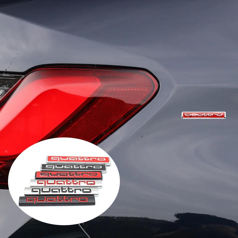 Quattro 3D Logo Car Front Grille Badge Stickers Metal Quattro Emblem For Audi A4 B8 B6 B9 B7 A3 8P 8V 8L A5 Q7 S7 A6 C7 C6 C5 Q5