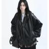 Retro Ladies Fashion Zipper Faux Leather Jacket Spring Autumn Women Long Sleeves Leather Coat 2025 Female PU Leather Outwear