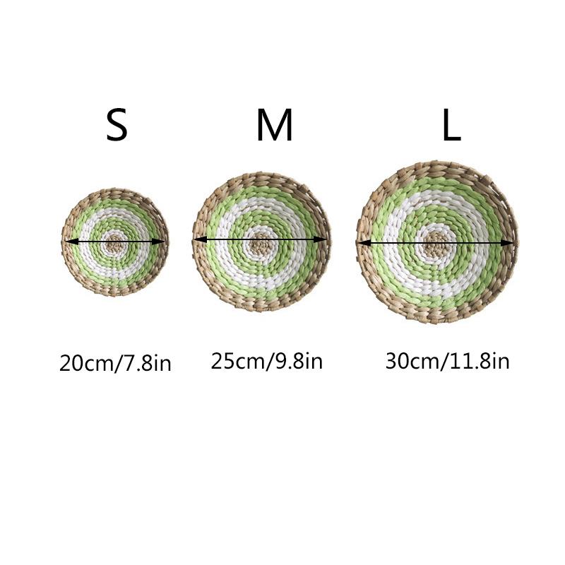 1PC Woven Rattan Disc Home Straw Round Plate Ornament Handmade Wall Hangings Boho Natural Papyrus Tassels Art Decoration