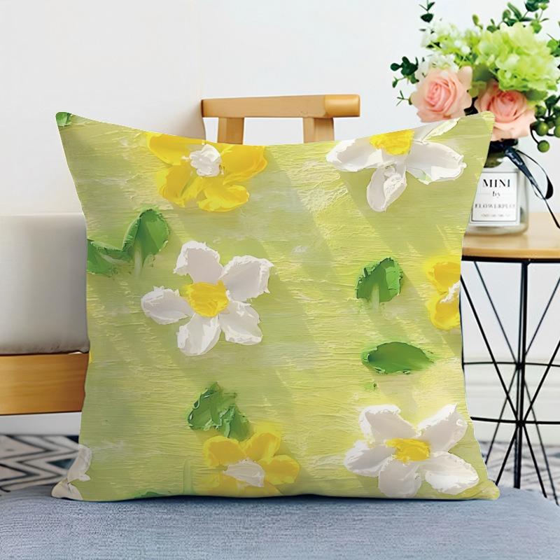 Small Fresh Flower Print Decorative Pillowcase Bedroom Living Room Square Cushion Pillowcase