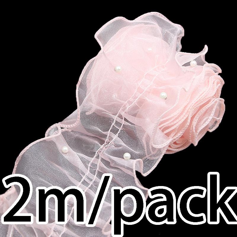 

(2Meters/pack)11cm Eugen Yarn Pleated Pearl Lace Accessories Home Festival Garment Lace Accessories Clothing Lace Fabric Trim 2 Meters розовый
