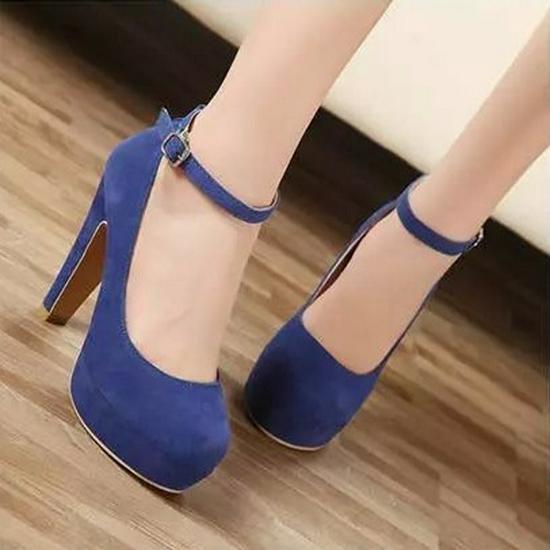 Korean Style Women's High-Heeled Platform Shoes, Solid Color, Plus Size 42