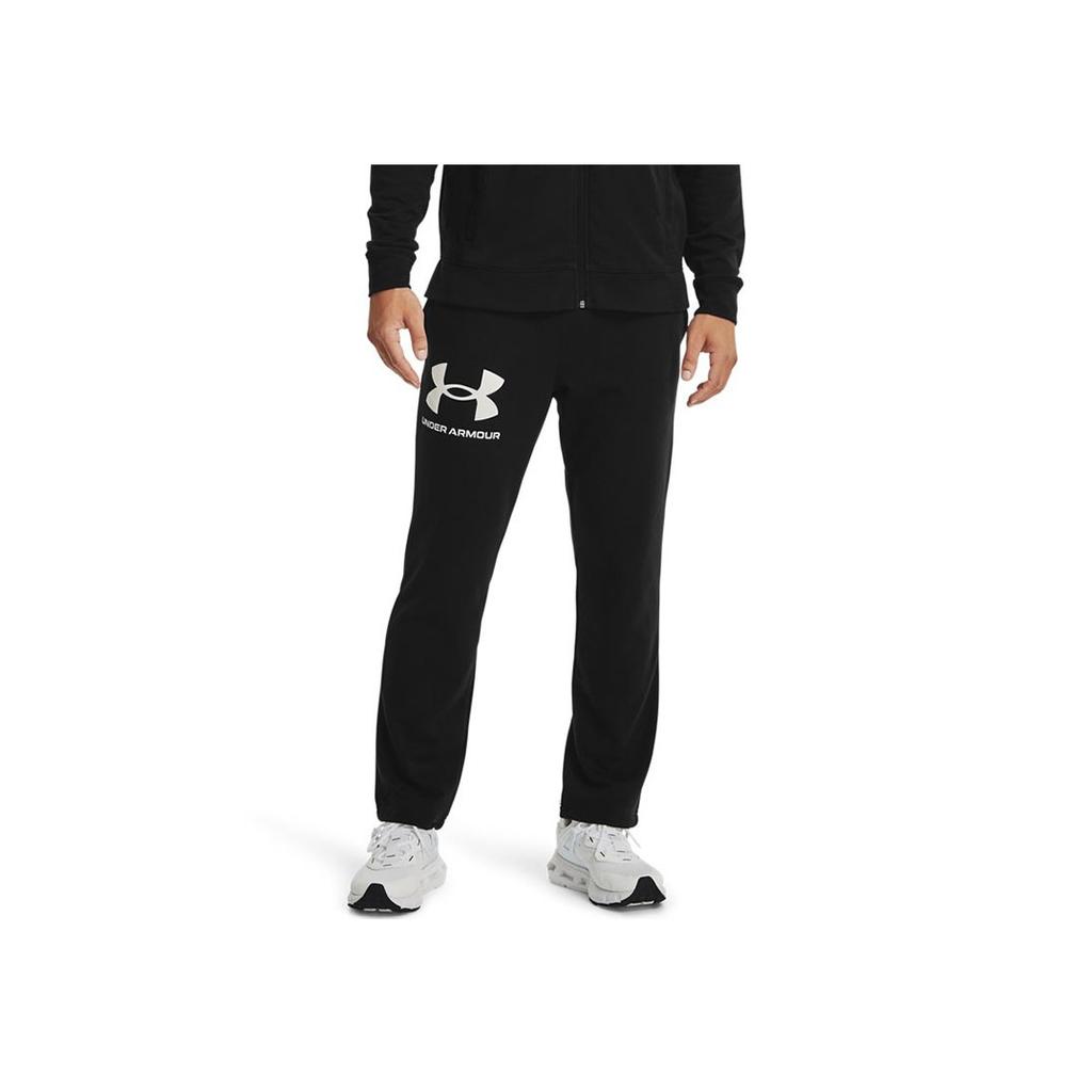 Under Armour Rival Terry Contrast Logo Breathable Sweatpants Men Bottoms Black 1361644-001