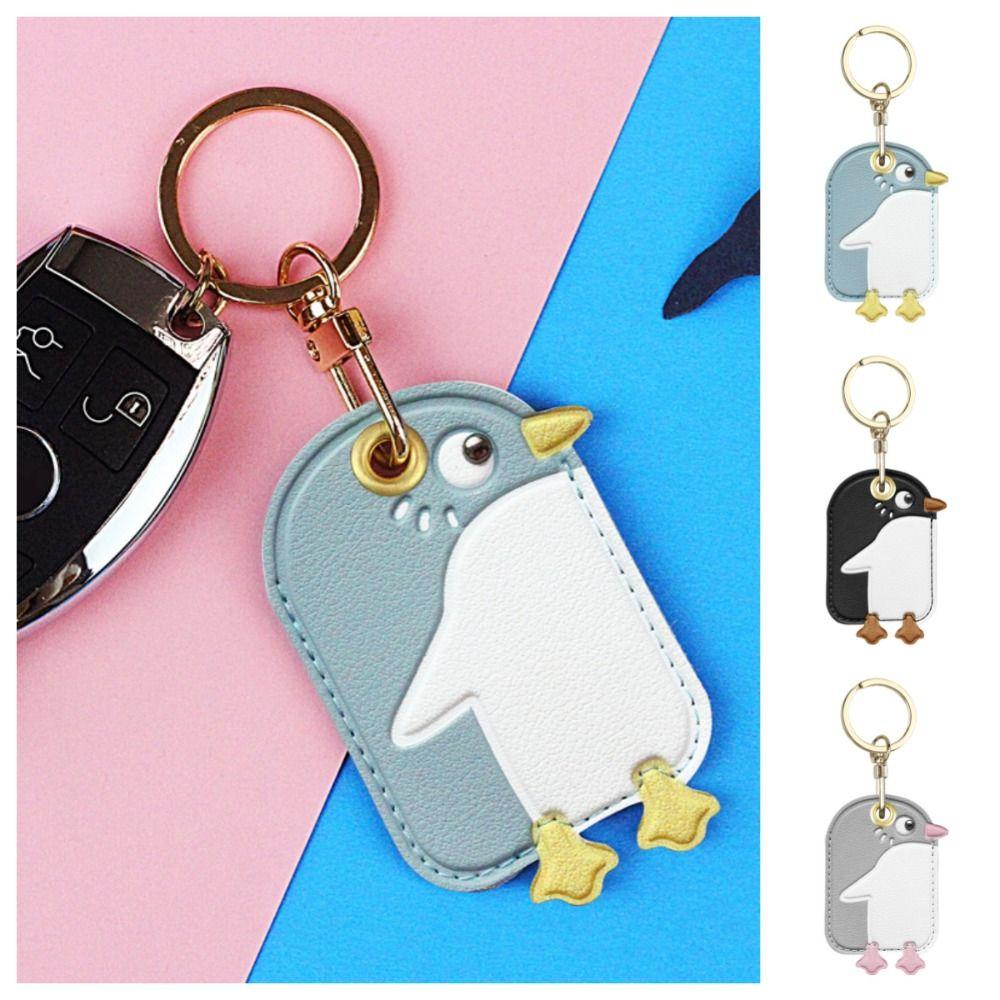 

Creative Penuins Pendant Access Card Bag Leather Card Cover Kawaii Penguin Keychain Couple чёрный