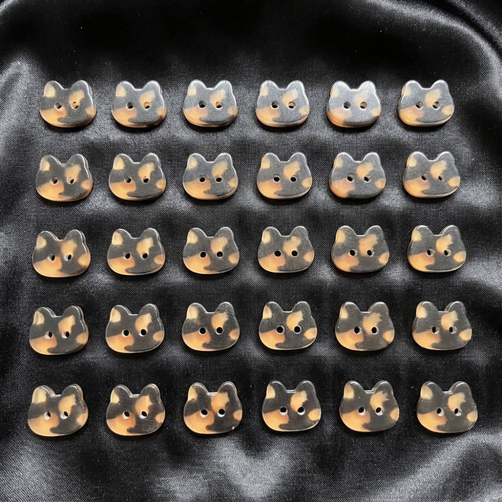 30pcs 12mm Kitty Buttons Cute Ginger Cat Buttons Grey Cat Calico Cat Buttons Cardigan Sweater