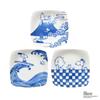 Yamaka Shoten Cute Square Plates and Side Plates Set of 3 Character Snoopy Blue and White Square Plates (3 Patterns)