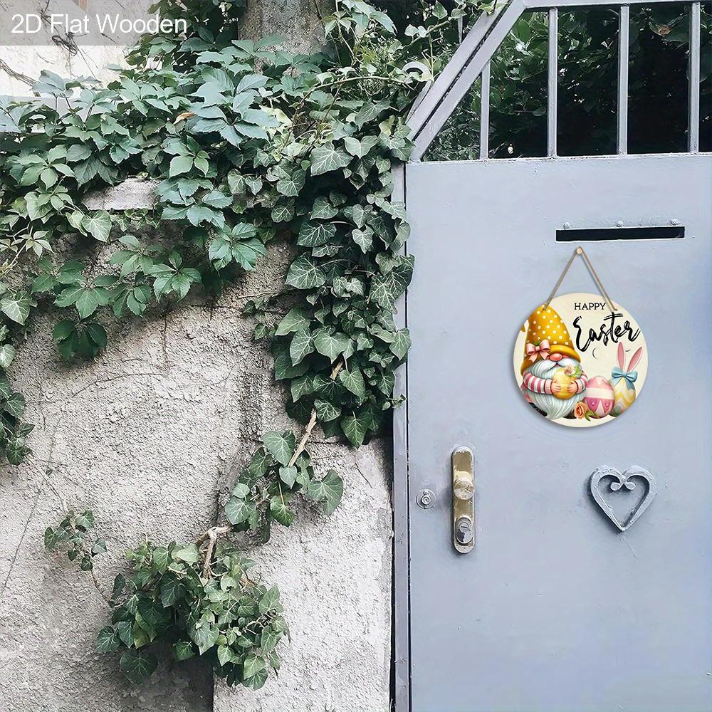 Happy Easter Wooden Sign with Adorable Gnome Pattern - Charming Decorative Hanging Plaque with Easter Bunny, Eggs Pattern - Ideal Easter Decorations