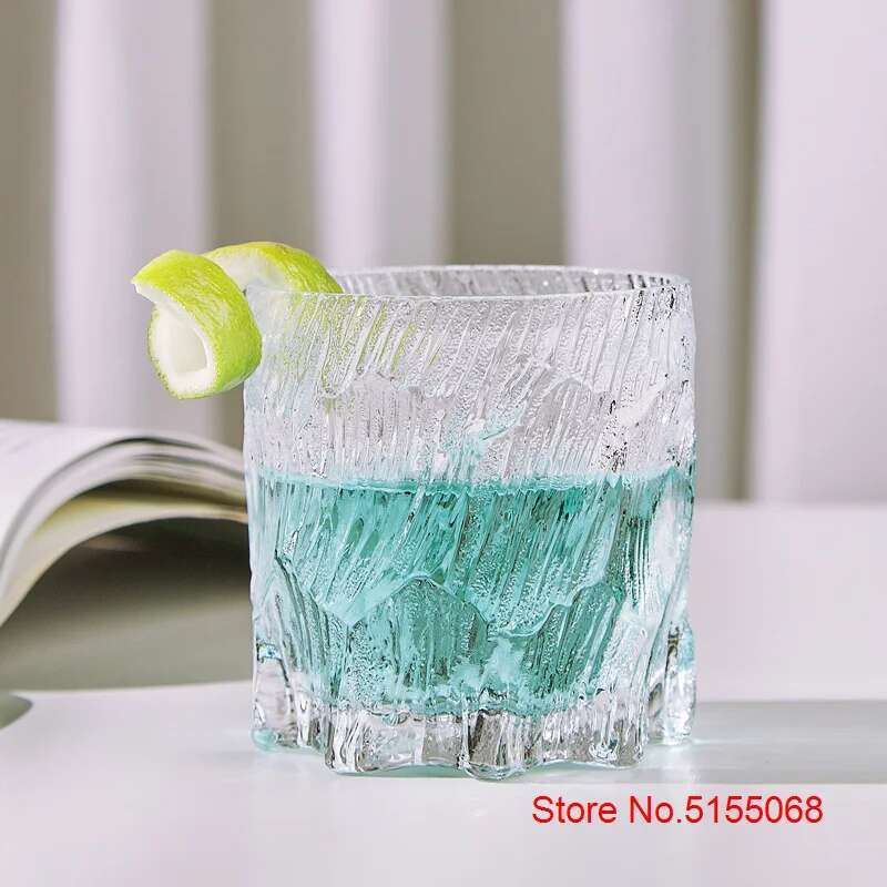 Glacier Old Fashioned Whiskey Glass Matte Ice Surface Wine Rock Glass Whisky Tumbler Vodka Cup Beer Mug Wooden Gift Box Packing