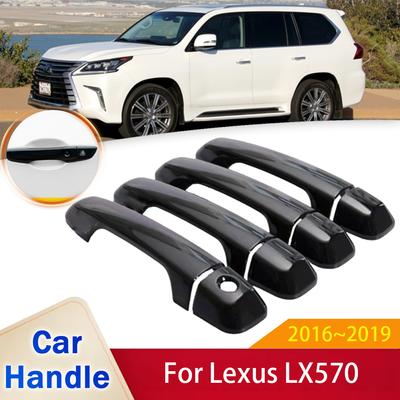 Ajuste para Lexus LX570 J200 LX450d 2016~ Negro Brillante Cubierta de Manija de Puerta Inteligente Estilo Adhesivo Embellecedor Película Protectora para Coche
