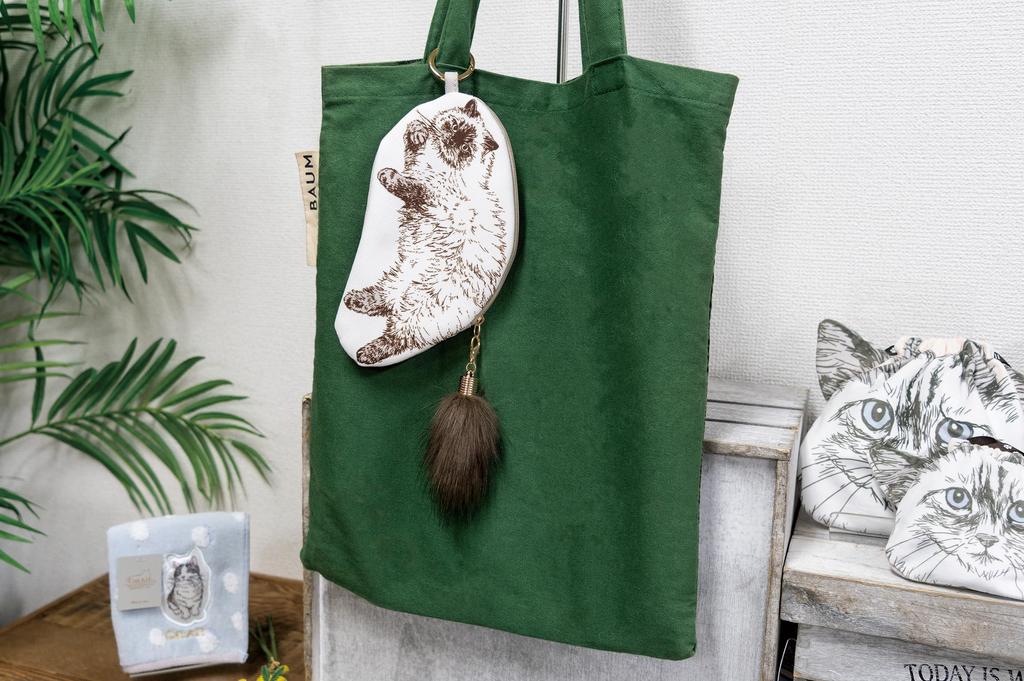 Cat Cat Small Makeup Christmas [Cat All] Die-Cut Pouch, Goods, Gift, Items, Pouch, (Gray), Birthday,