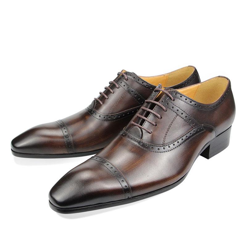 Fashion Elegant Formal Men Shoes Top Layer Cow Leather Oxfords Business Office Lace Up Luxury Design Handmade Dress Fashion Males' Shoe