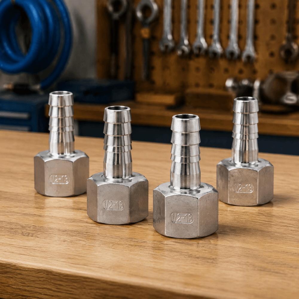4pcs Stainless Steel Hose Barb Connector Hexagonal Pipe Fitting Coupler Home Brew Fitting