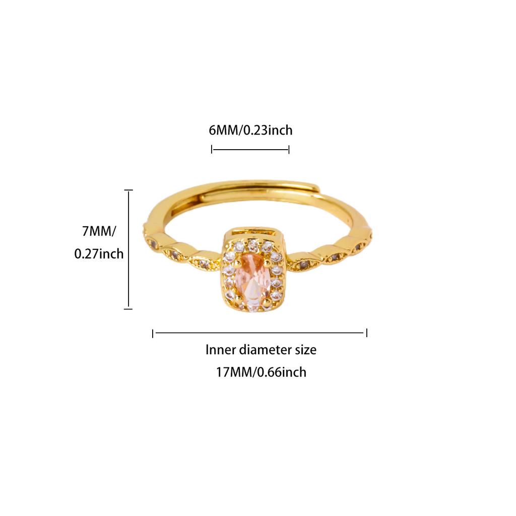 New retro natural stone zircon ring flower round opening stainless steel ring premium versatile jewelry