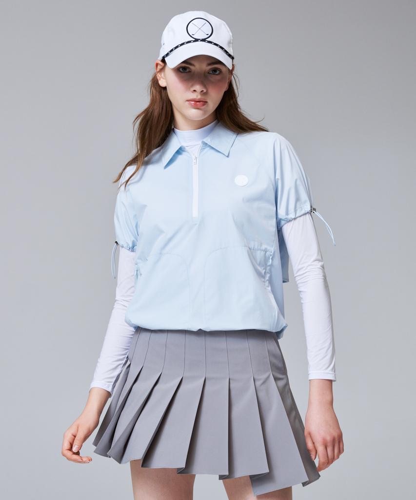 Cream Golf Asymmetrical Pleated Skirt