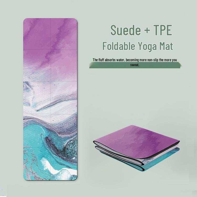 Foldable Non-Slip Suede Yoga Mat - Lightweight  Sweat-Absorbent