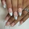 24 Pcs Press On Nail Set Acrylic False Nail With Lace and Flower Designs Nail Accesories Stick On Nail for Daily Wear