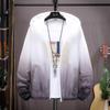 Trendy Gradient Print Hooded Windbreaker Jacket with UV Protection