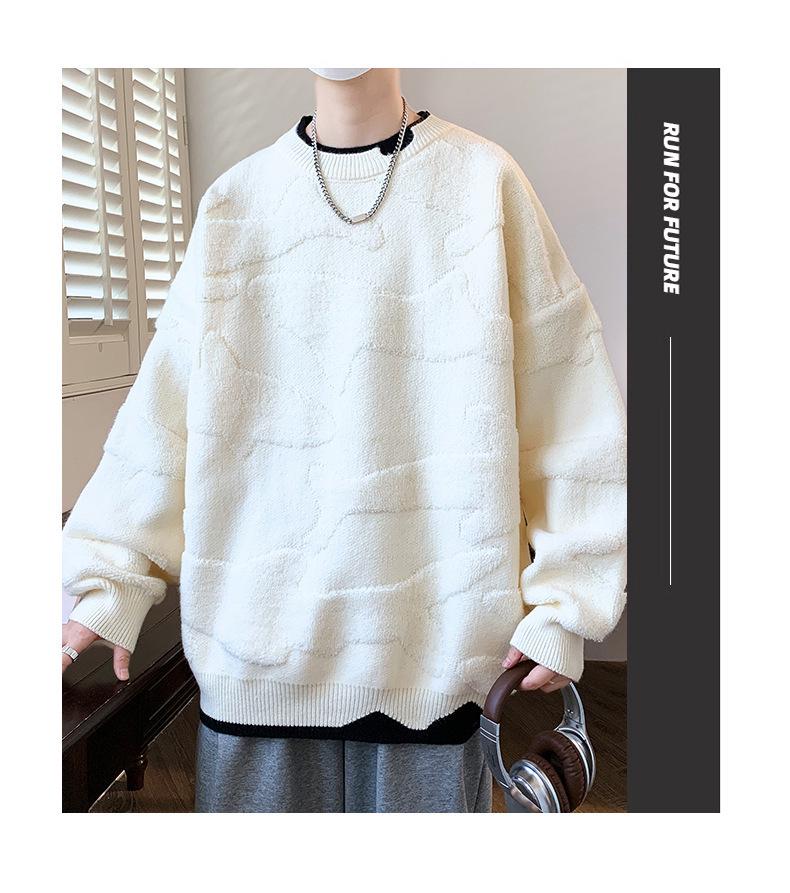 Herren Roter Festlicher Grobstrick Häkelpullover, Winter Zweiteiliger Pullover