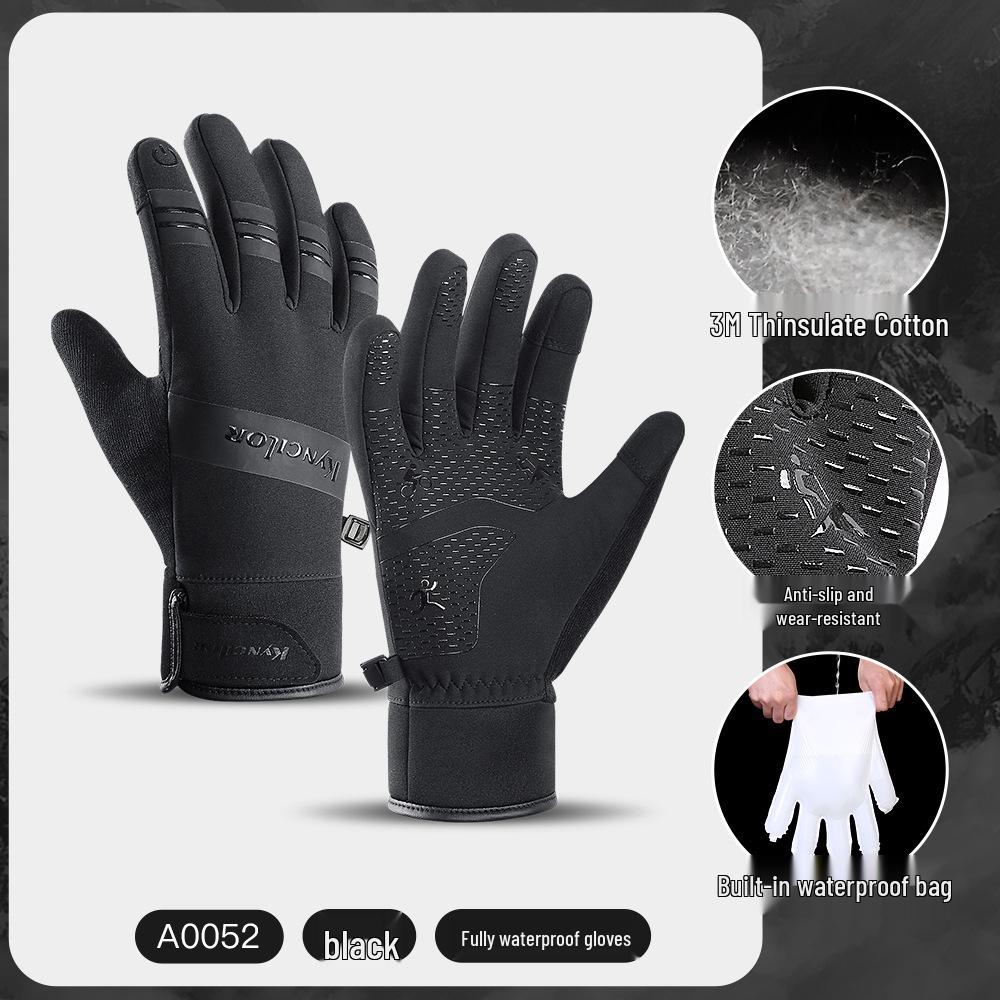 Men s Waterproof Fleece-Lined Cycling Gloves - Non-slip, Touchscreen, Warm & Comfortable for Autumn/Winter Riding Large
