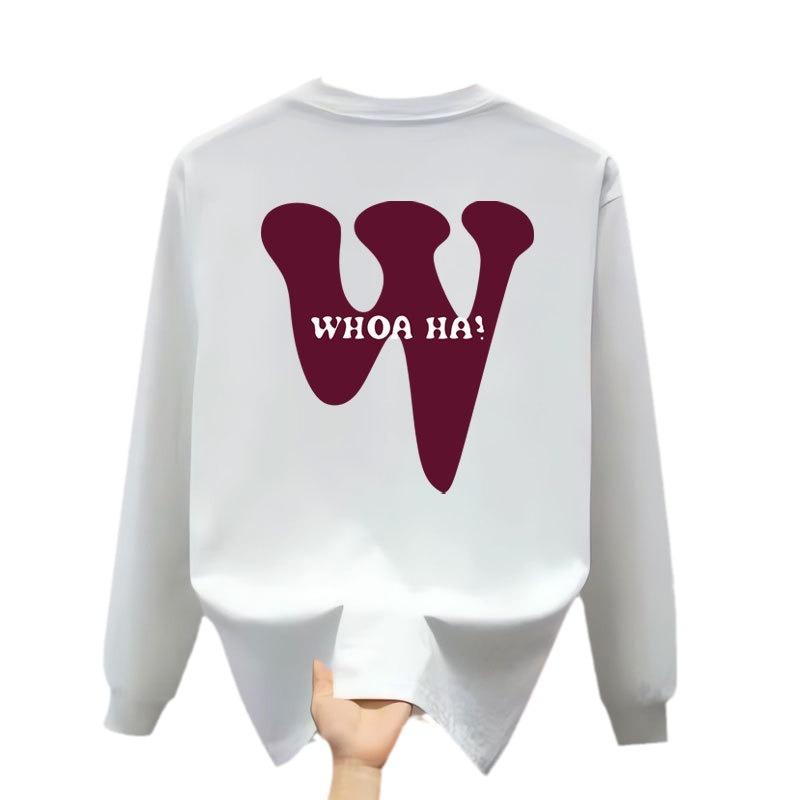 Men'S T-Shirt Trendy Casual Top Loose Round Neck Pullover Couple Print Long-Sleeved Shirt