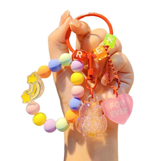 Beaded Phone Wrist Strap with Owl Bag Charm Anti-Lost Keychain Bracelet Lanyard for Cellphone Handbag Keys