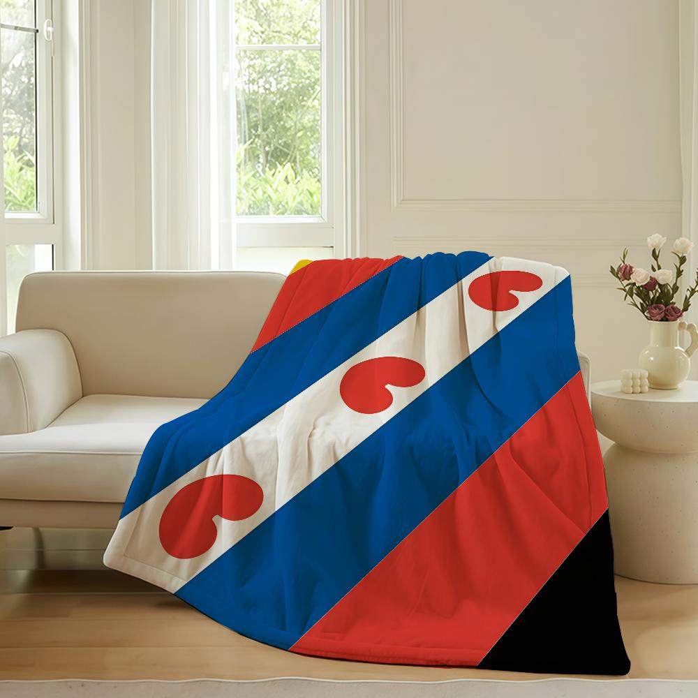 Nation flag Frisian flag Blanket For Sofa Office Bed Plane Travel Sleep Read Relax Camping Soft And Warm