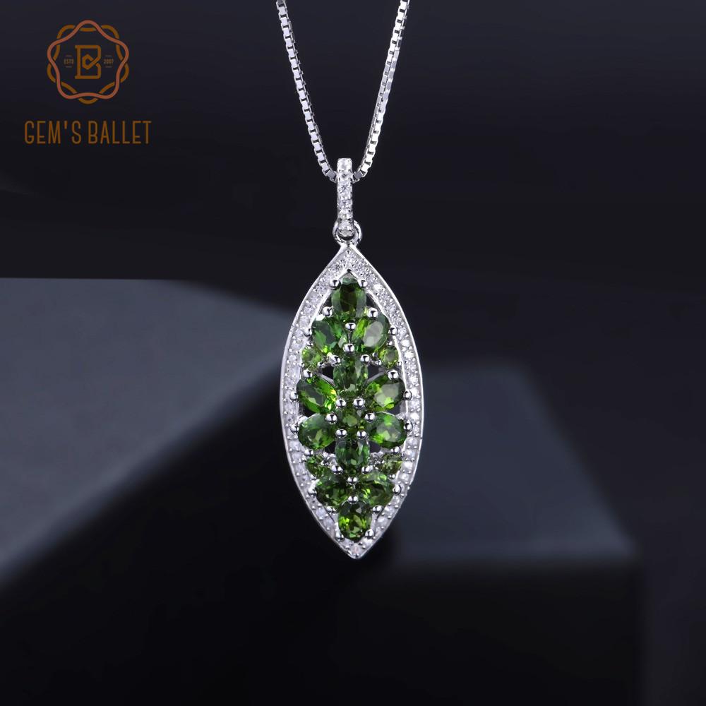 Gb 5 .45ct Natural Chrome Diopside Pendant 100 %925 Sterling Sliver Marquise Vintage Necklace For Women Fine Jewelry