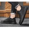 Men's Shoes Sports and Leisure Shoes British Casual Black Leather Shoes Trend All-match Men's Comfortable Sneakers