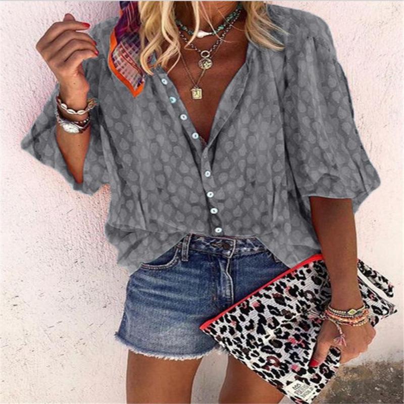 2026 Women's Printed Single-Breasted Loose Lapel Shirt - Spring/Autumn