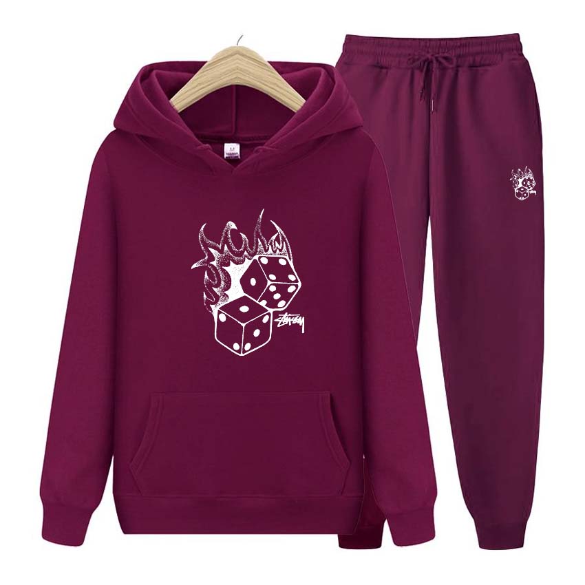 Fashion Tracksuit For Women Men Dice Print Hoodie Clothing Men Running Set Jogging Trouser Patchwork Fitness Run Suit Clothing