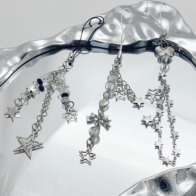 3 Pieces Butterfly and Star Charm Phone Lanyard Set Handmade Keychain Pendant Fashion Accessory for Smartphones