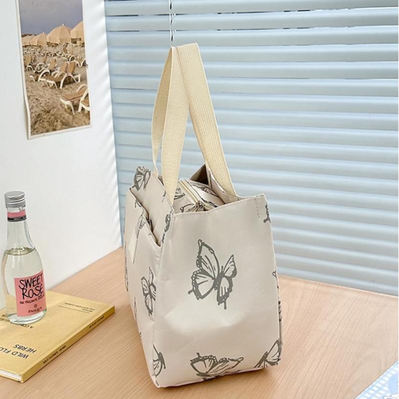 Fashion Butterfly Printed Versatile Handbag Office Worker Travel Picnic Lunch Tote Bag