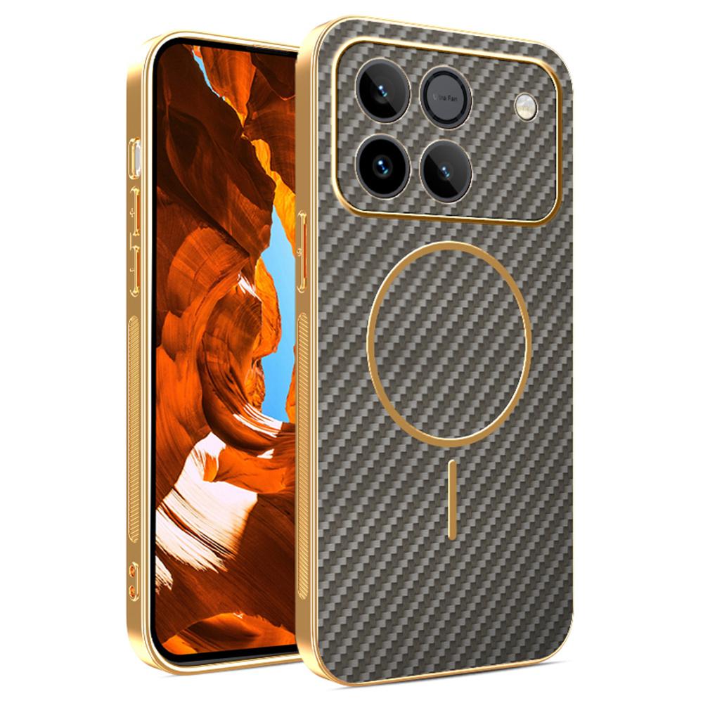 Pouzdro na telefon pro Honor Win 5G/Win RT 5G s texturou uhlíkových vláken, galvanicky pokovené TPU zadní kryt telefonu