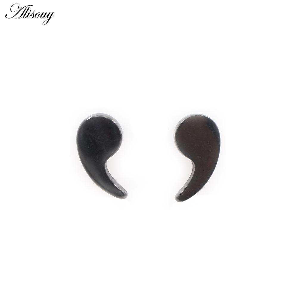 Alisouy 2PCS Stainless Steel Water Drop Comma Men Women Ear Stud Earrings Tragus Septum Daith Captive Cartilage Piercing Jewelry