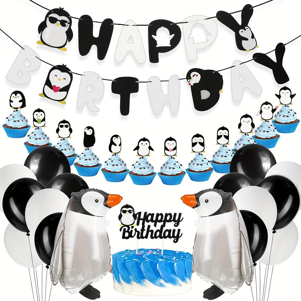 Cute Walking Standing Penguin Aluminum Balloon Traction Walking Balloon Ribbon For Kids Pet Theme Birthday Party Decoration
