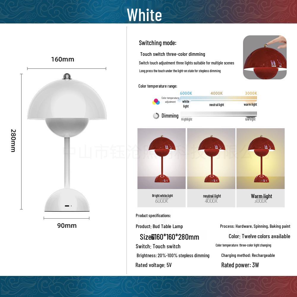 Nordic Minimalist LED Table Lamp, Wedding Room Ambient Lamp, Bedroom Bedside Lamp, Always-On Bud Lamp