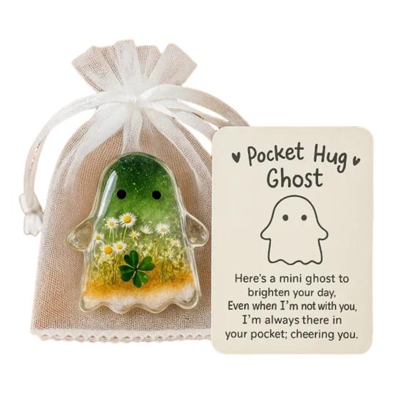 

Карманные карточки-призраки Карманные обнимашки Призрак с карточкой с ободрением Милый миниатюрный призрак из смолы Жетон эмоциональной поддержки Вдохновляющие подарки для друзей семьи 1pc B