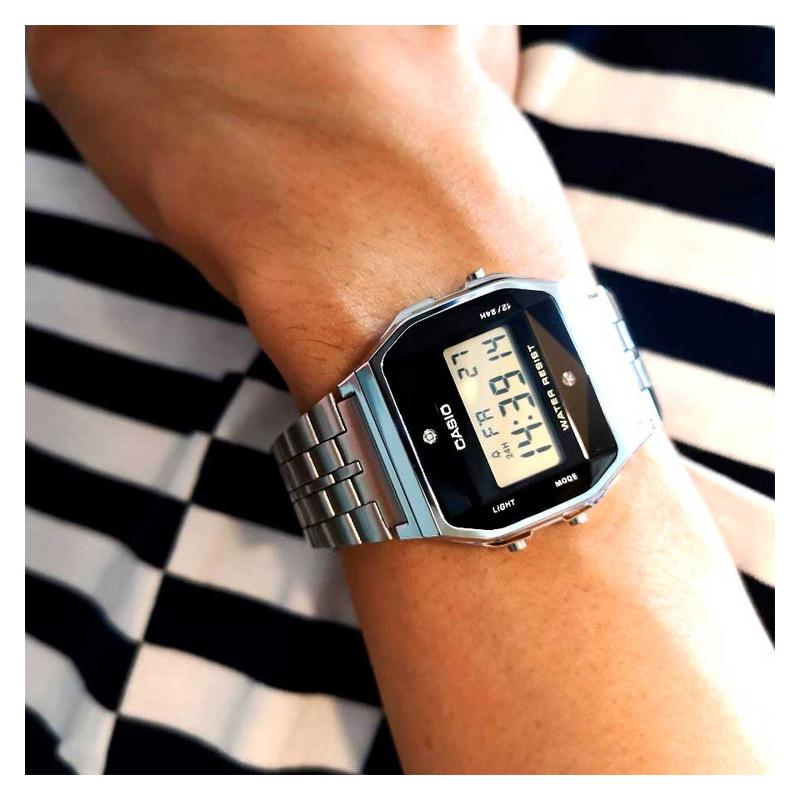 Casio YOUTH series - small metal squares, small squares, small silver nuggets, classic retro waterproof, quartz movement, stainless steel A159WAD-1