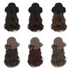 Bucket Hat Bow Top Hat Wig Korean Style Long Curly Wave Hair Fisherman Hat Wig  Autumn Winter