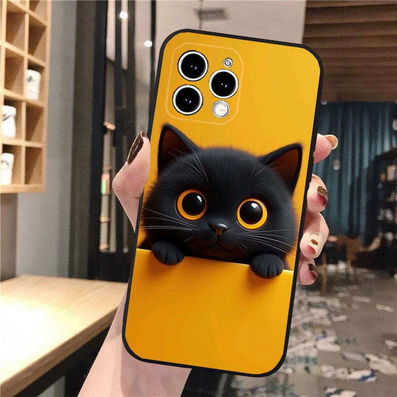 

Phone Case Carcasa Funda For iPhone 17 Pro Max Air 16 15 14 13 Pro Max 15 16 Pro 15Plus Black Cats Case iphone 15Plus