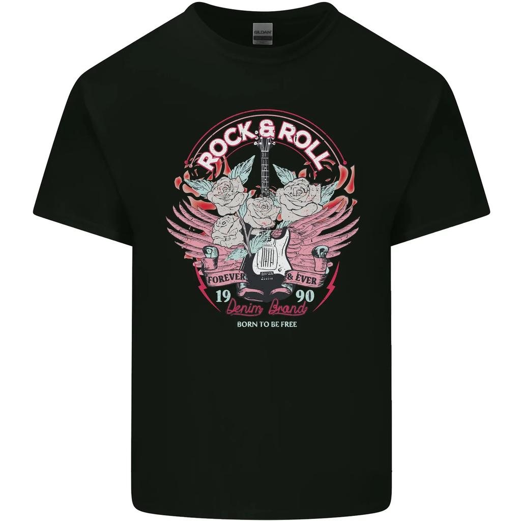 Rock n Roll Born to Be Free Guitar Wings Kids T-Shirt Childrens