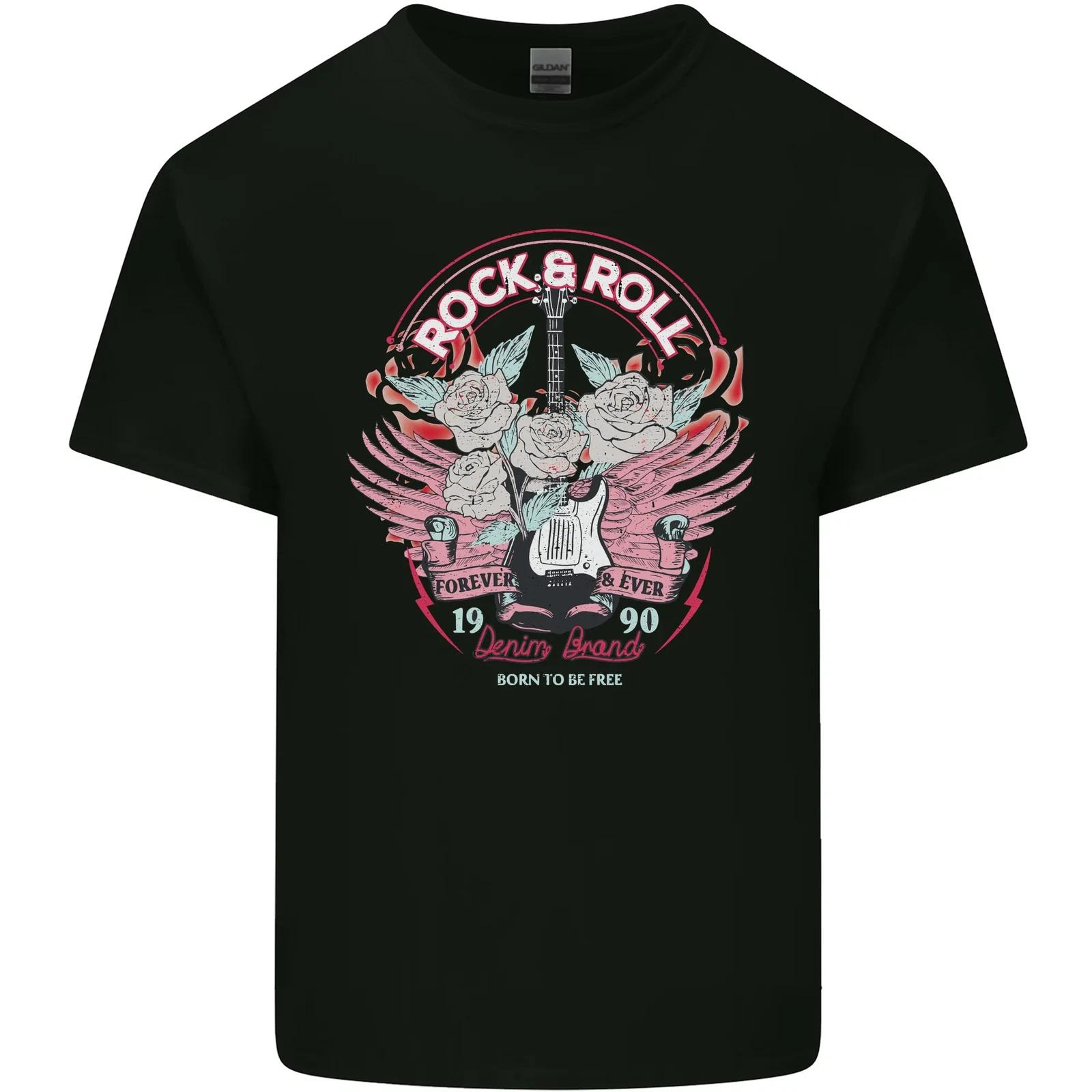 Rock n Roll Born to Be Free Guitar Wings Kids T-Shirt Childrens 3XL