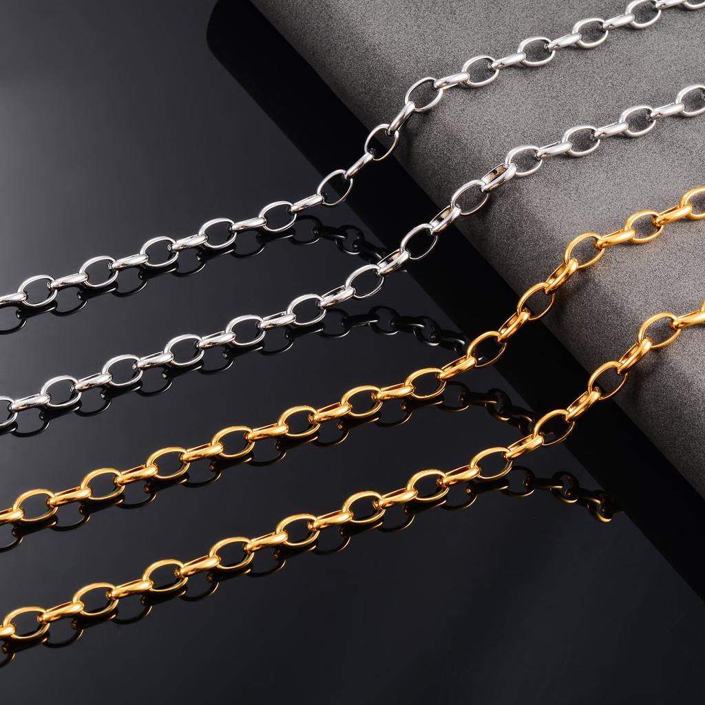 Collana a maglia Rolo in Acciaio Inossidabile 316L Catena O Ovale per Donne Uomini Choker Accessori Gioielli Hip Hop su Collo Collare Regalo Fai da Te