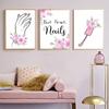 Nordic Fashion Girl Nail Beauty Salon Tweezers Wall Art Canvas Painting Posters And Prints Wall Pictures For Living Room Decor